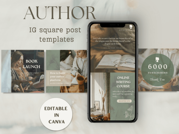Download Author Square Instagram Post Template - Post template Collection