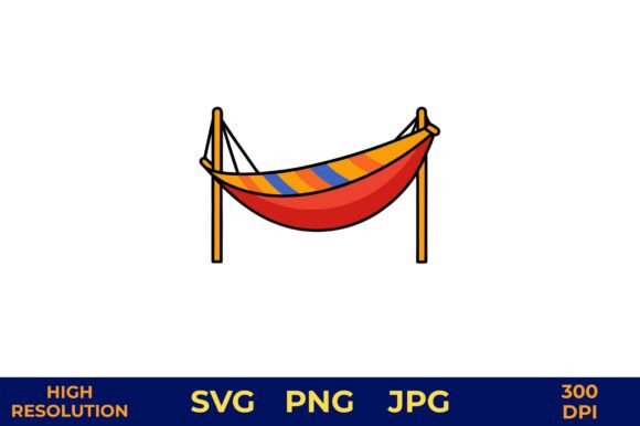 Download Striped Hammock Between Wooden Posts - Premium Resources