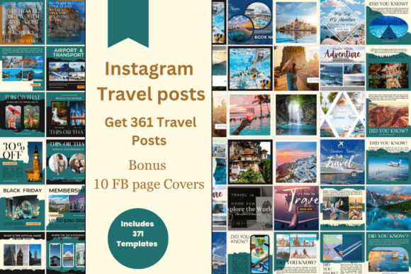 Download Travel Instagram Posts-Canva-Bundle - Posts Collection