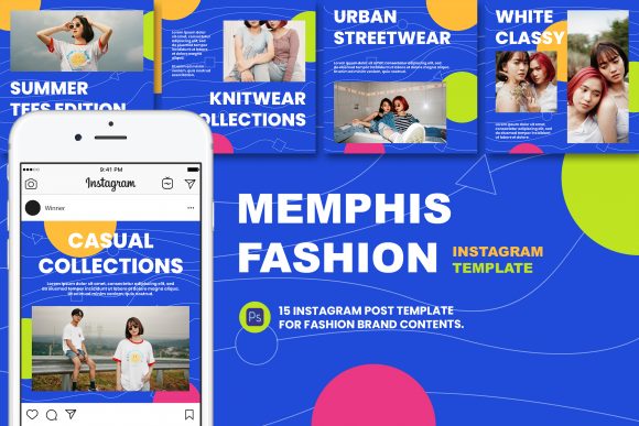Download Memphis Fashion Instagram Post Template - Post template Collection
