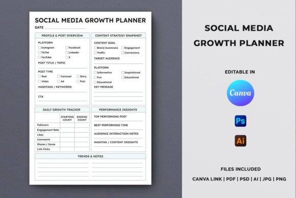 Download Social Media Growth Planner Template - Social media growth Collection